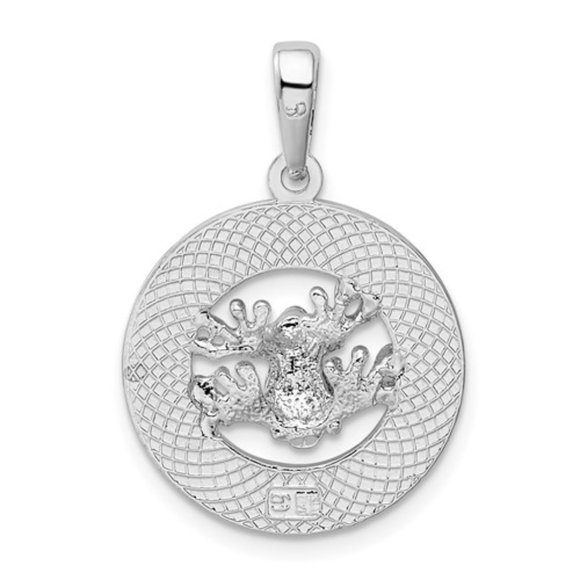 Sterling Silver Textured Turks and Caicos with Frog Pendant Travel charm - Picture 2 of 3